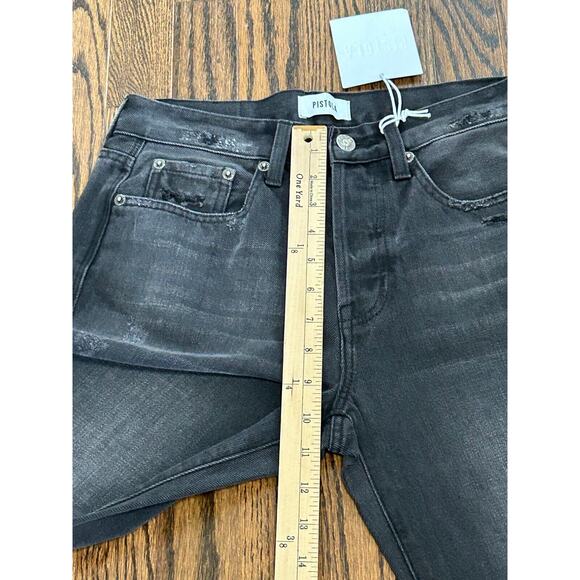 PISTOLA Jeans Women's Size 26 Black Denim Raw Hem Charlie High Rise Straight - Picture 4 of 10